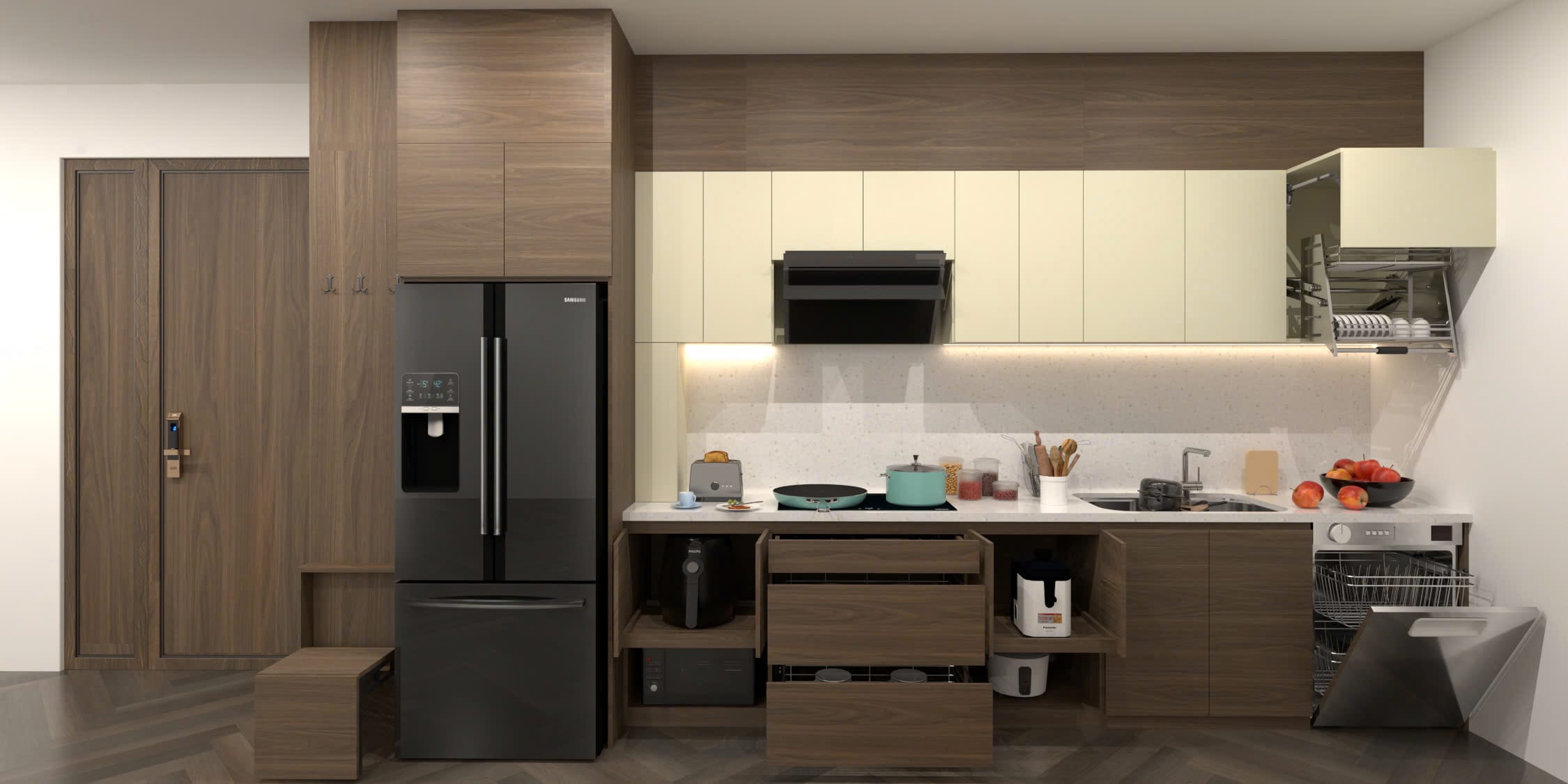 tủ bếp melamine