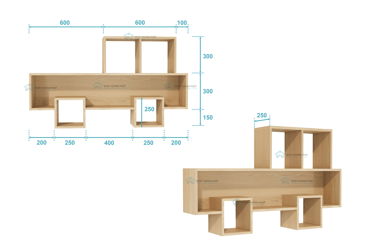Kệ gỗ Melamine treo tường KTT.NHP.Mel 004