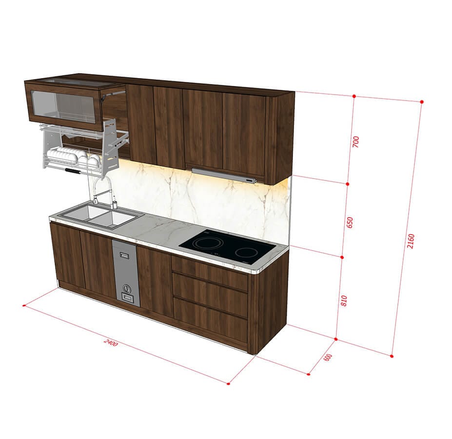 tủ bếp chữ I tiêu chuẩn