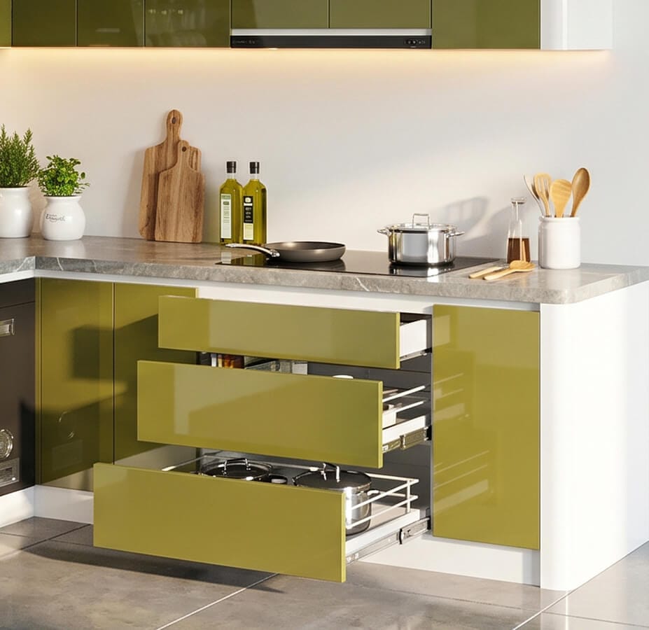 tủ bếp mdf phủ acrylic