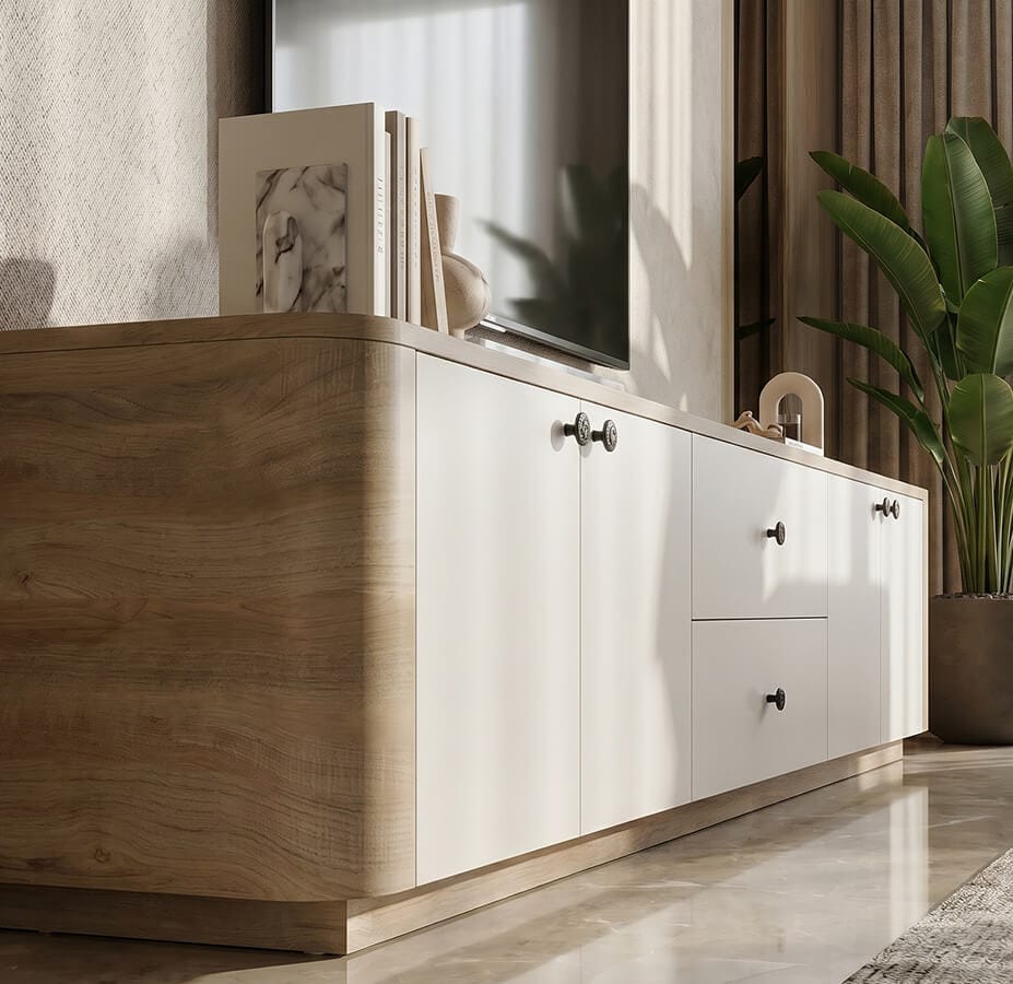 kệ tivi bo cong gỗ mdf